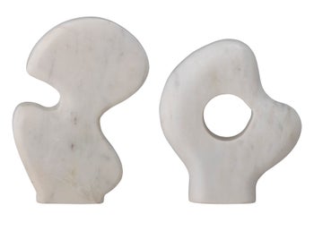 Komplet figurek dekoracyjnych z białego marmuru 12x9 cm – obraz-1