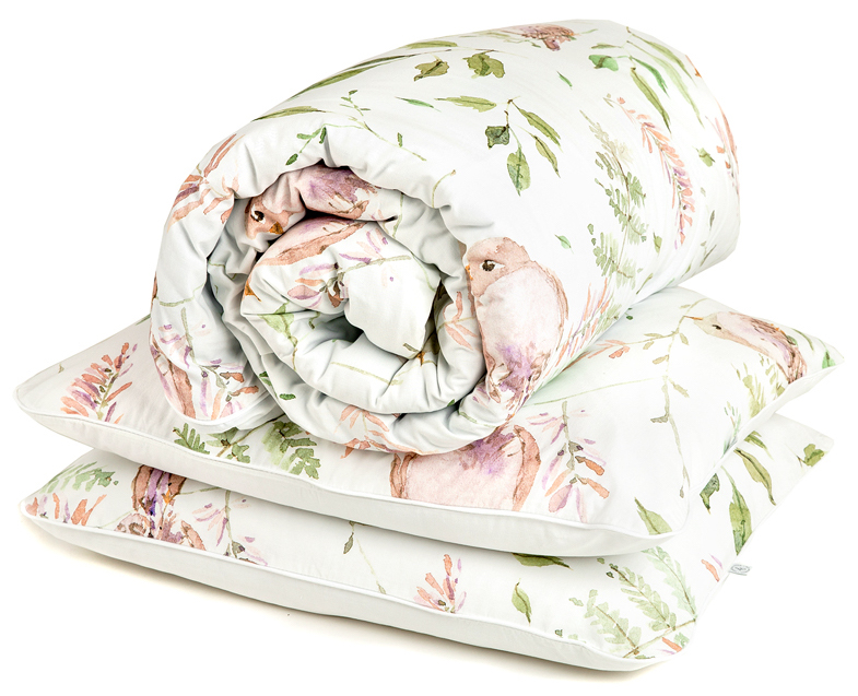 Komplet pościeli z antybakteryjnymi jonami srebra Ptaszki 160x200 cm + 2x 70x80 cm – obraz-1