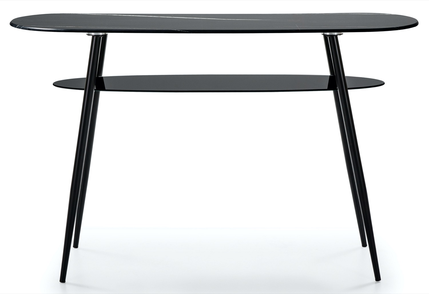 Konsola czarna owalna ze szklanym blatem 135x40 cm – obraz-1