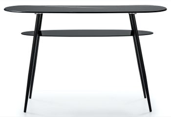 Konsola czarna owalna ze szklanym blatem 135x40 cm – obraz-1