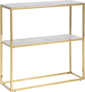 Nowoczesna biała konsola z półką i złotymi nogami – grafika-1.