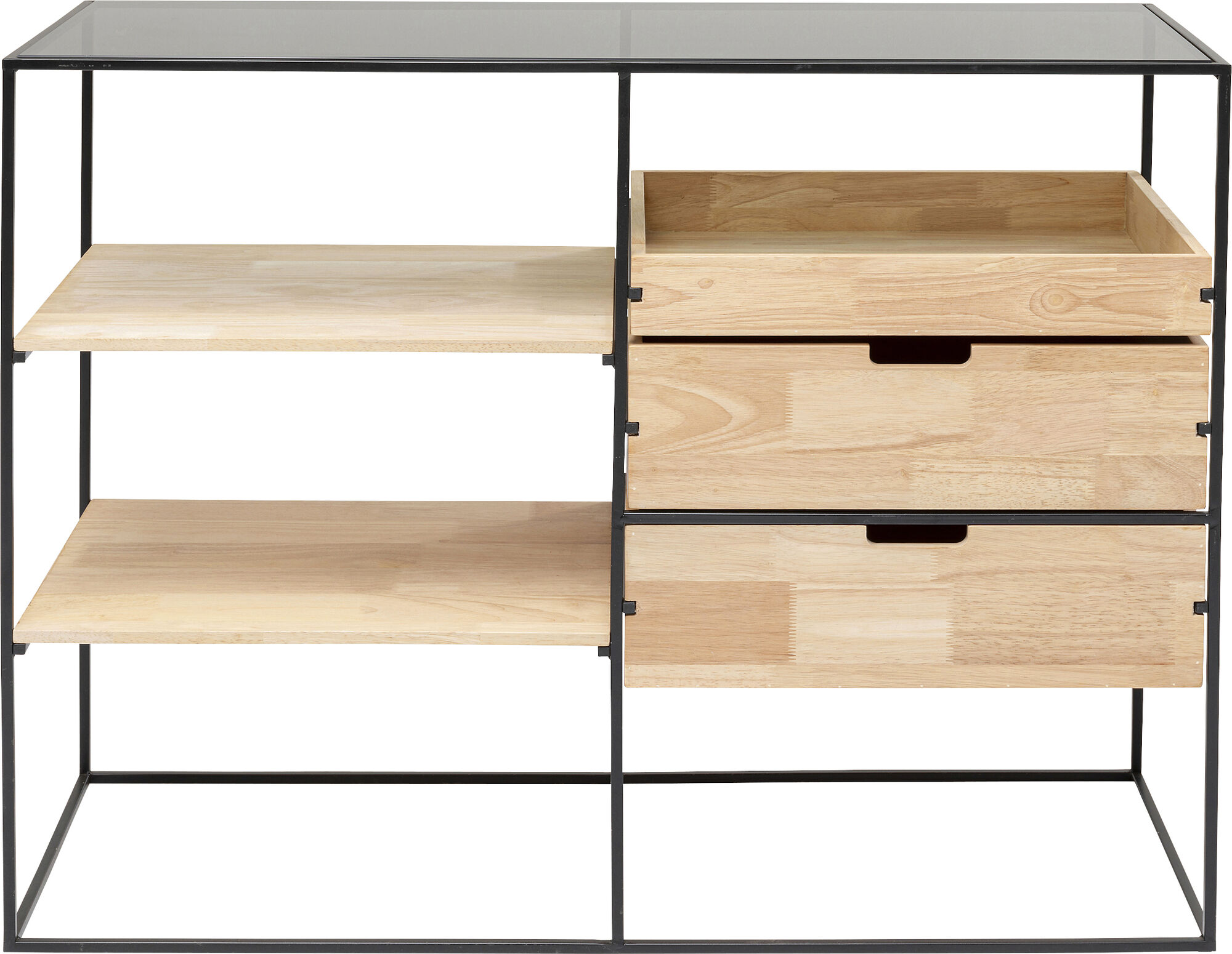 Konsola skandynawska z szufladami i półkami 100x40 cm – obraz-1