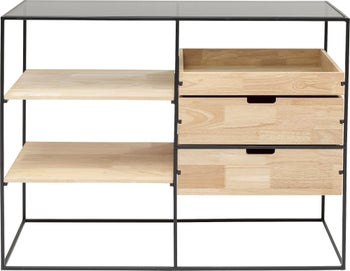 Konsola skandynawska z szufladami i półkami 100x40 cm – obraz-1