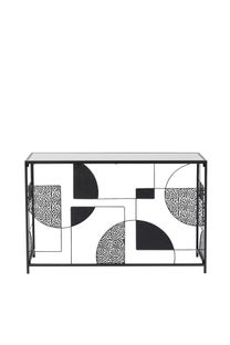 Konsola do przedpokoju loft czarna stalowa blat lustrzany 120x33 cm – obraz-1