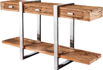 Konsola drewniana z teczyny chromowana w stylu nowoczesnym – grafika-1.