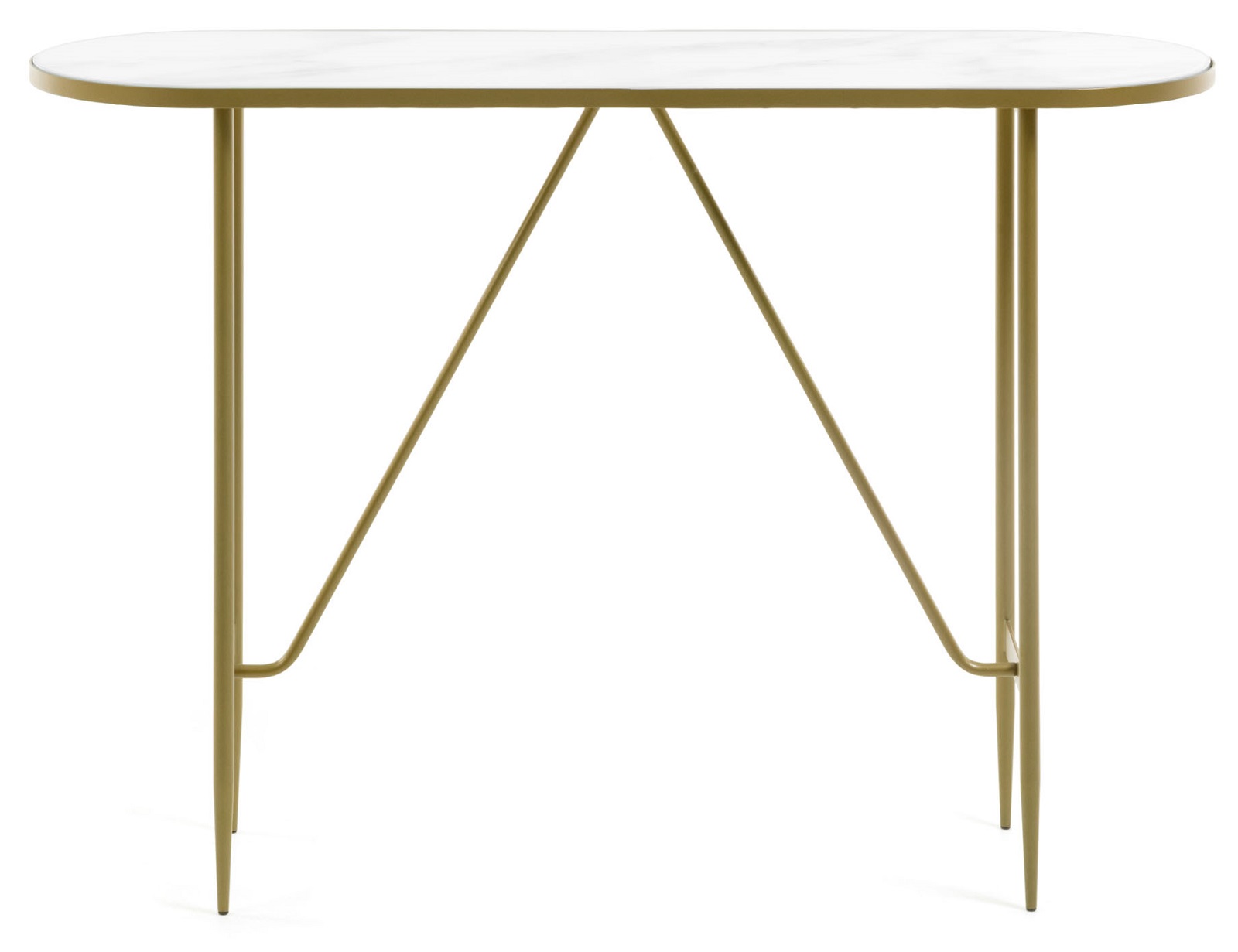 Konsola złota ze szklanym blatem 110x35 cm – obraz-1