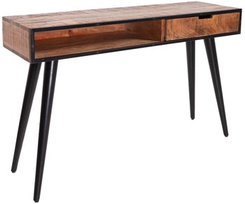 Konsola z szufladą drewno mango noga czarna 120x35 cm – grafika-1.