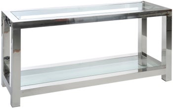 Konsola srebrna nowoczesna z półką 140x40 cm – obraz-1