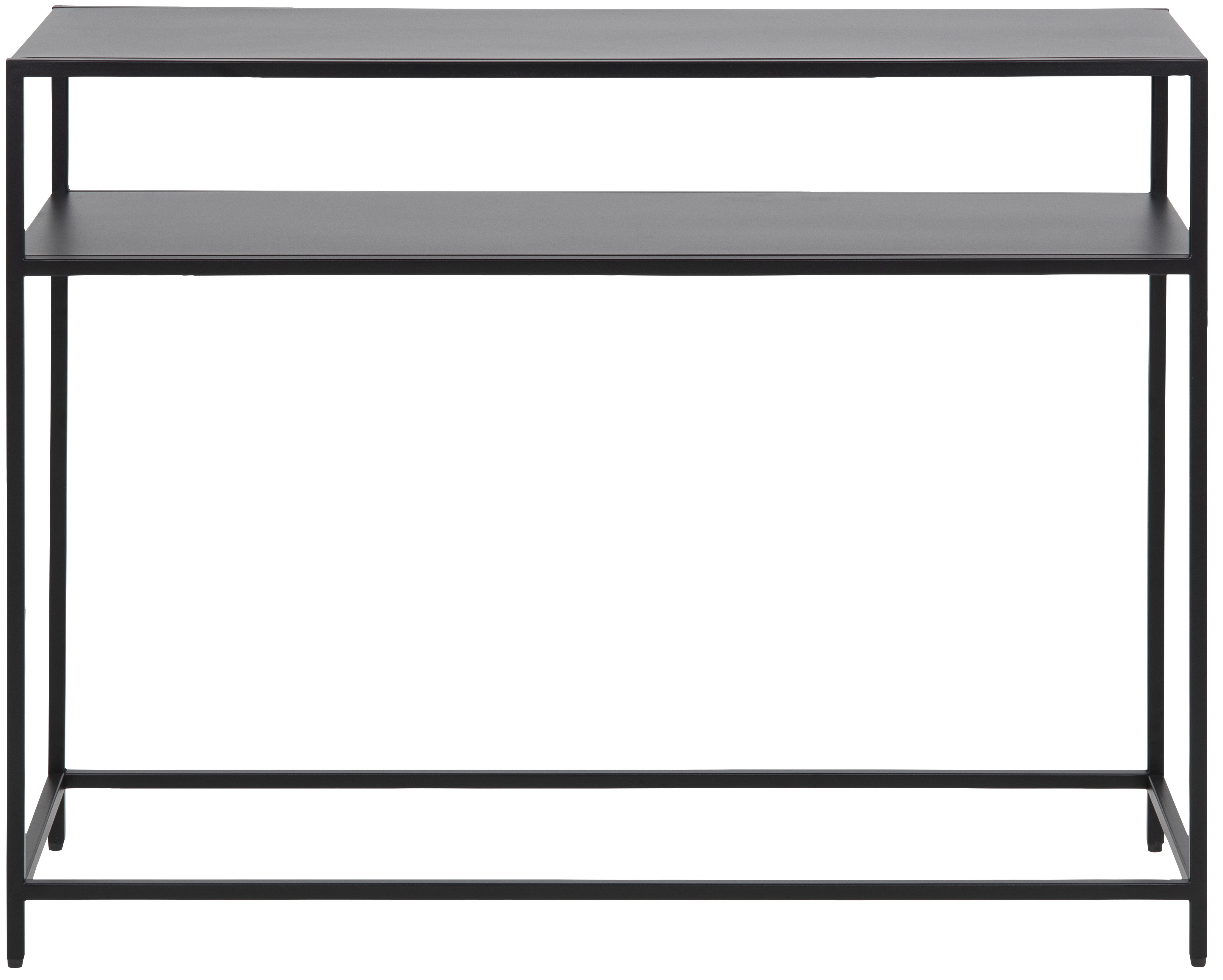 Konsola czarna industrialna z półką z metalu i drewna w stylu nowoczesnym – grafika-1.