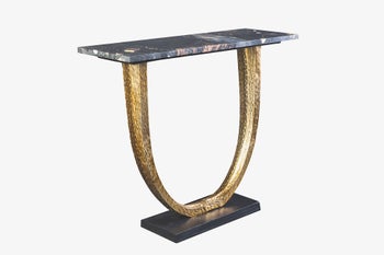 Konsola OMEGA 80 cm marmur czarny, rama złota, ręcznie robiona – grafika-1.