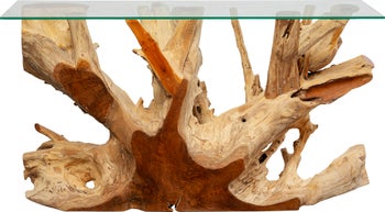 Konsolbord Roots - Underrede Rot/Bordsskiva Glas, 80x150cm – bild-1.
