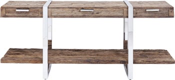 Konsola nowoczesna drewniana z szufladami i półką 180x46 cm – obraz-1