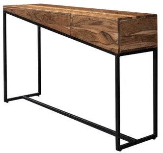 Konsola drewniana industrialna z szufladami 120x35cm – obraz-1