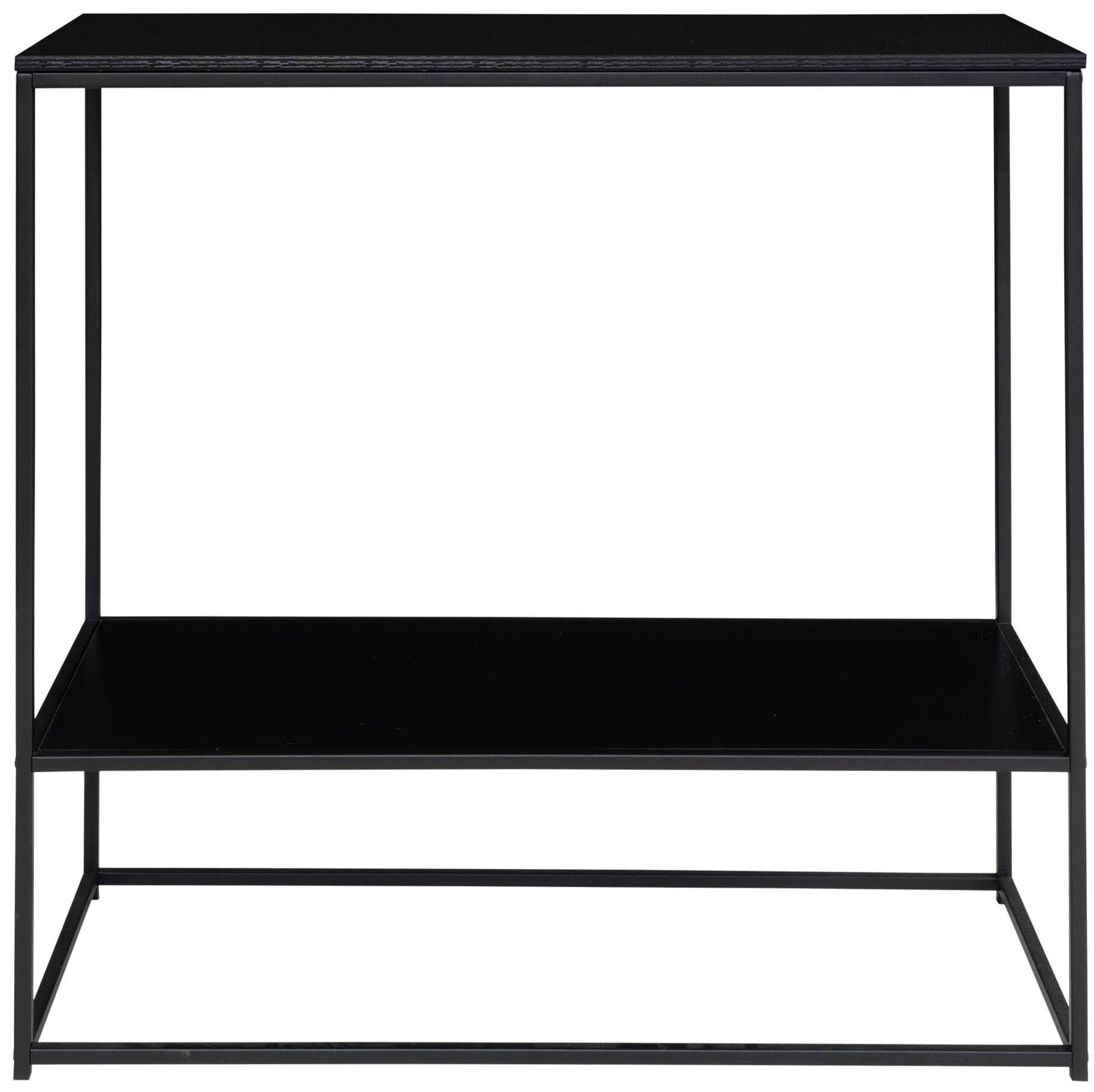 Konsola industrialna czarna z półką 80x36 cm – grafika-1.