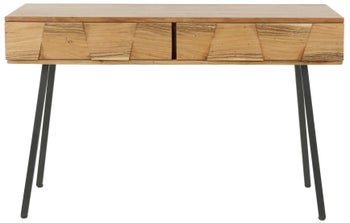 Konsola z szufladami drewno akacjowe nogi metalowe 125x40 cm – grafika-1.