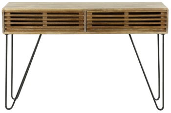 Konsola z szufladami drewno mango i stal 120x30 cm – grafika-1.