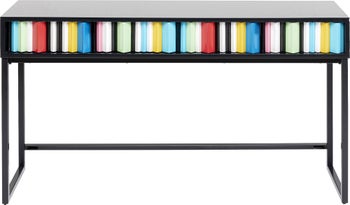 Konsola z szufladami MDF czarna 136x40 cm front kolorowy – obraz-1