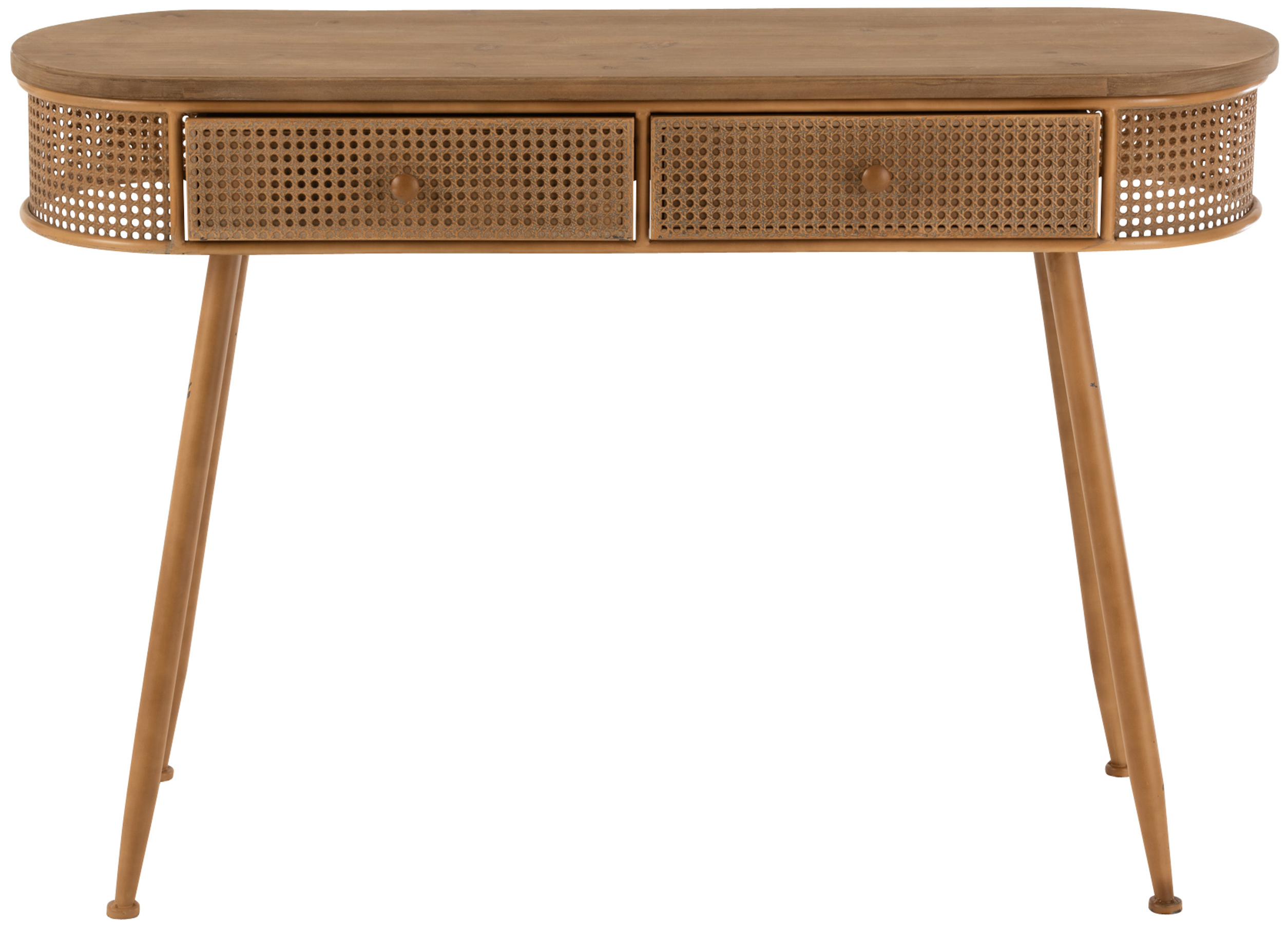 Konsola boho brązowa owalna 121x38 cm – obraz-1