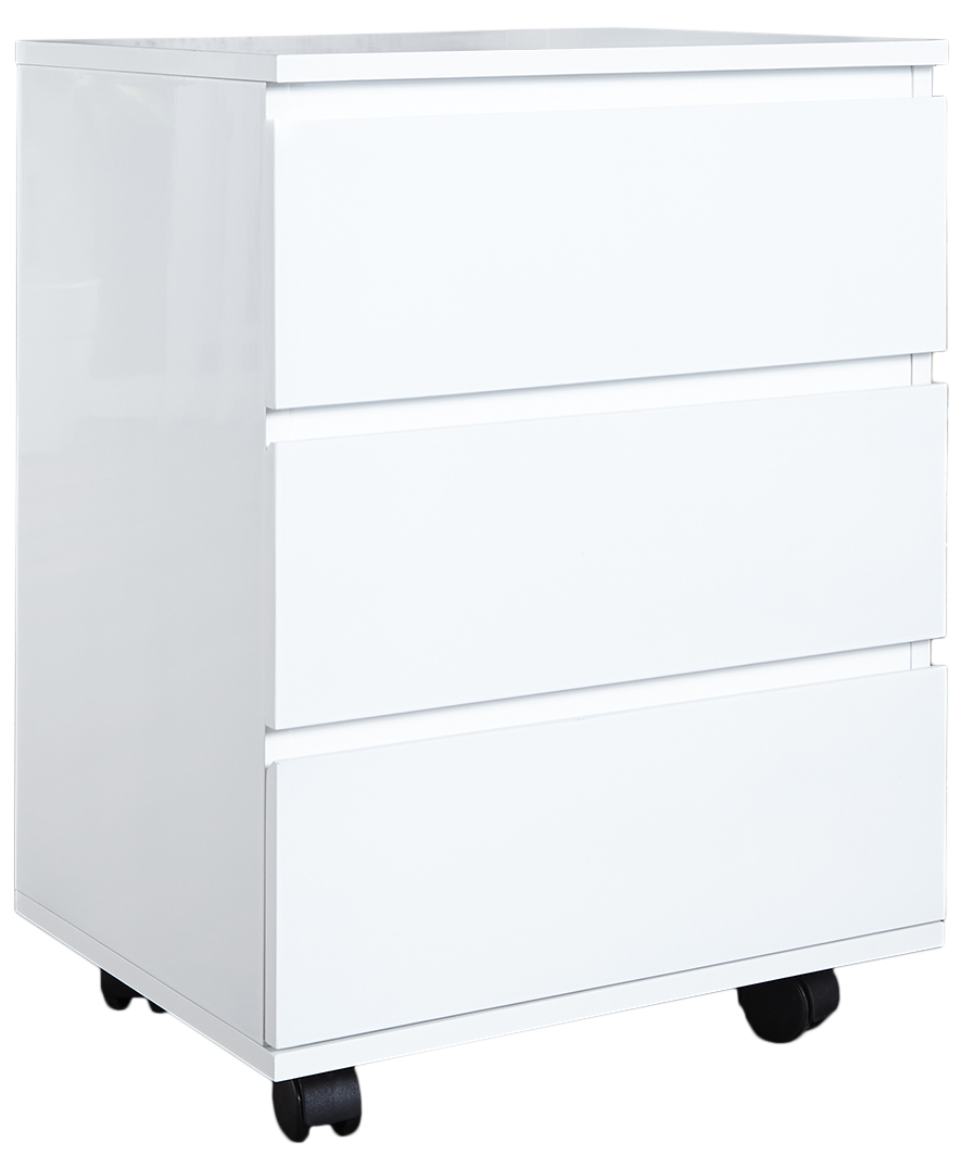Biały kontenerek biurowy na kółkach z eleganckimi szufladami do biura – grafika-1.
