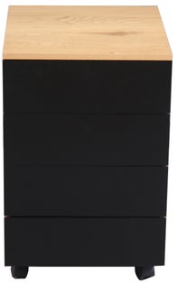 Kontenerek na kółkach z 4 szufladami brązowy MDF czarna rama – grafika-1.