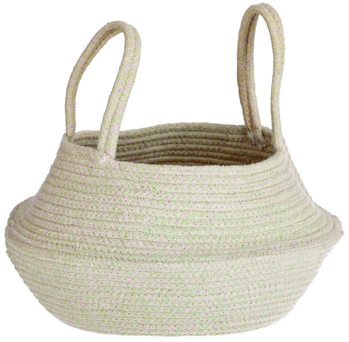 Kosz dekoracyjny bawełniany naturalno-zielony Ø25x28 cm – obraz-1