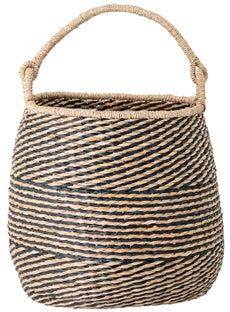 Kosz dekoracyjny Quensi Ø38x35 cm naturalno-czarny – obraz-1