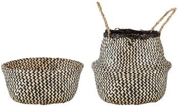 Kosz dekoracyjny rozkładany Villa Collection 30x41 cm naturalny/czarny – obraz-1