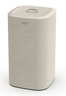 Kosz na pranie 2 komory 40x71 cm ecru  – obraz-1