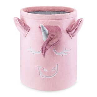 Kosz na zabawki XL Ø40x50 cm Pudrowy Jednorożec – obraz-1