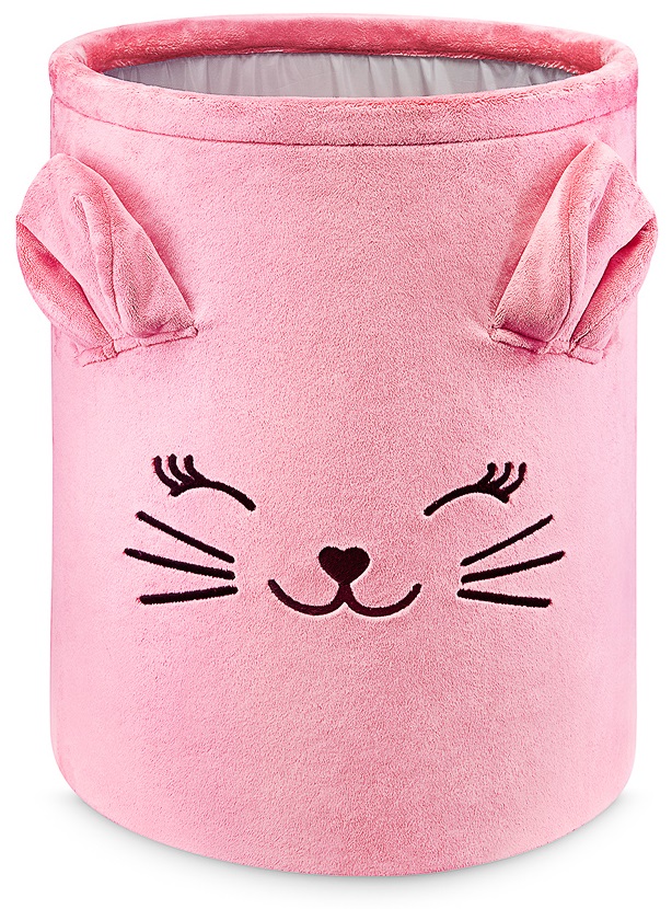 Kosz na zabawki XL Ø40x50 cm Truskawkowy Kotek – obraz-1