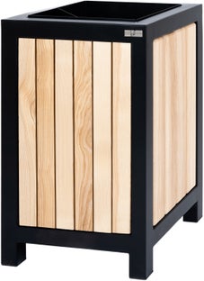 Kosz ogrodowy loftowy drewno jesionowe i aluminium 35x55 cm – obraz-1