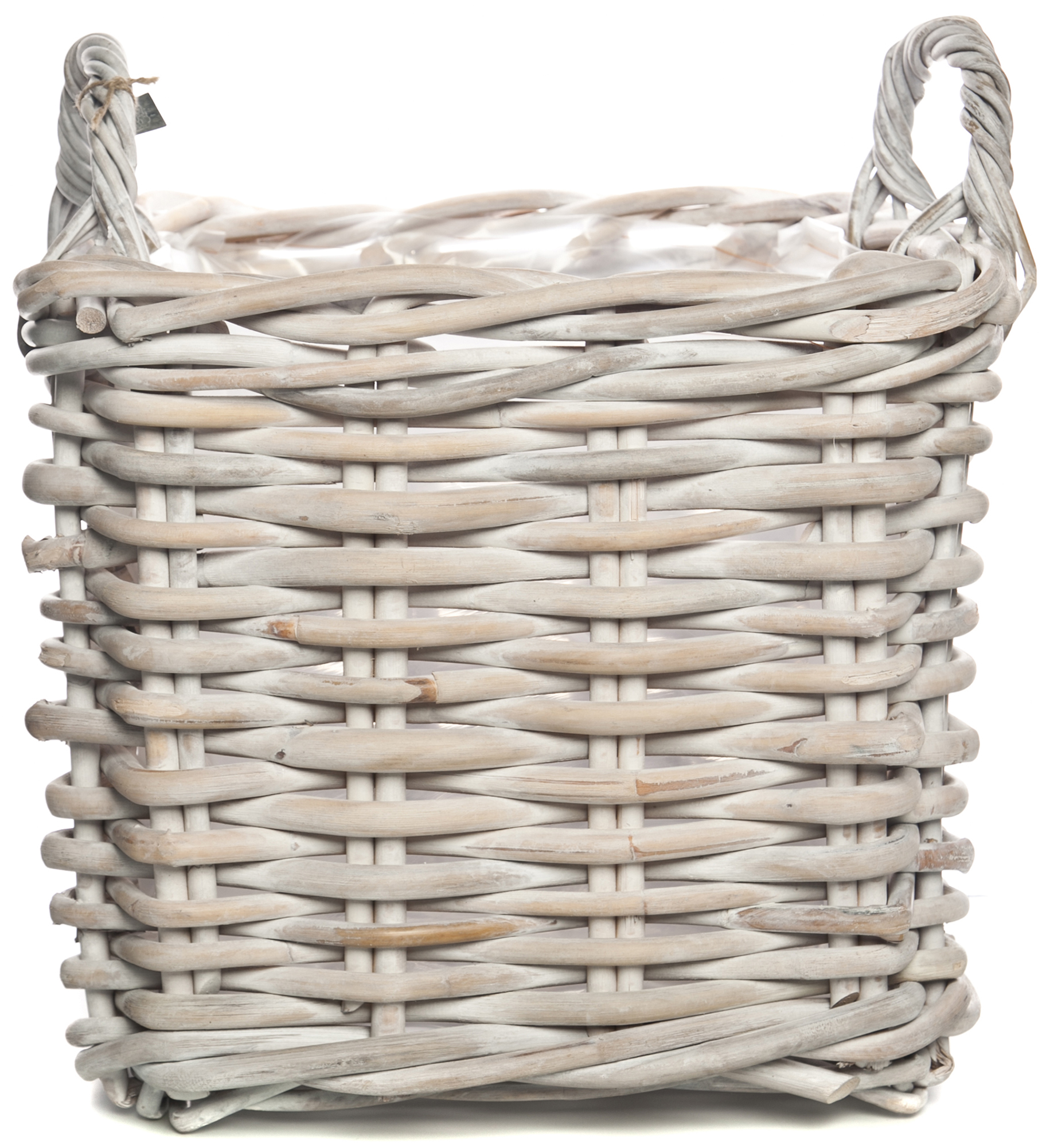 Kosz rattanowy Narbonne 50x45 cm biały przecierany – obraz-1