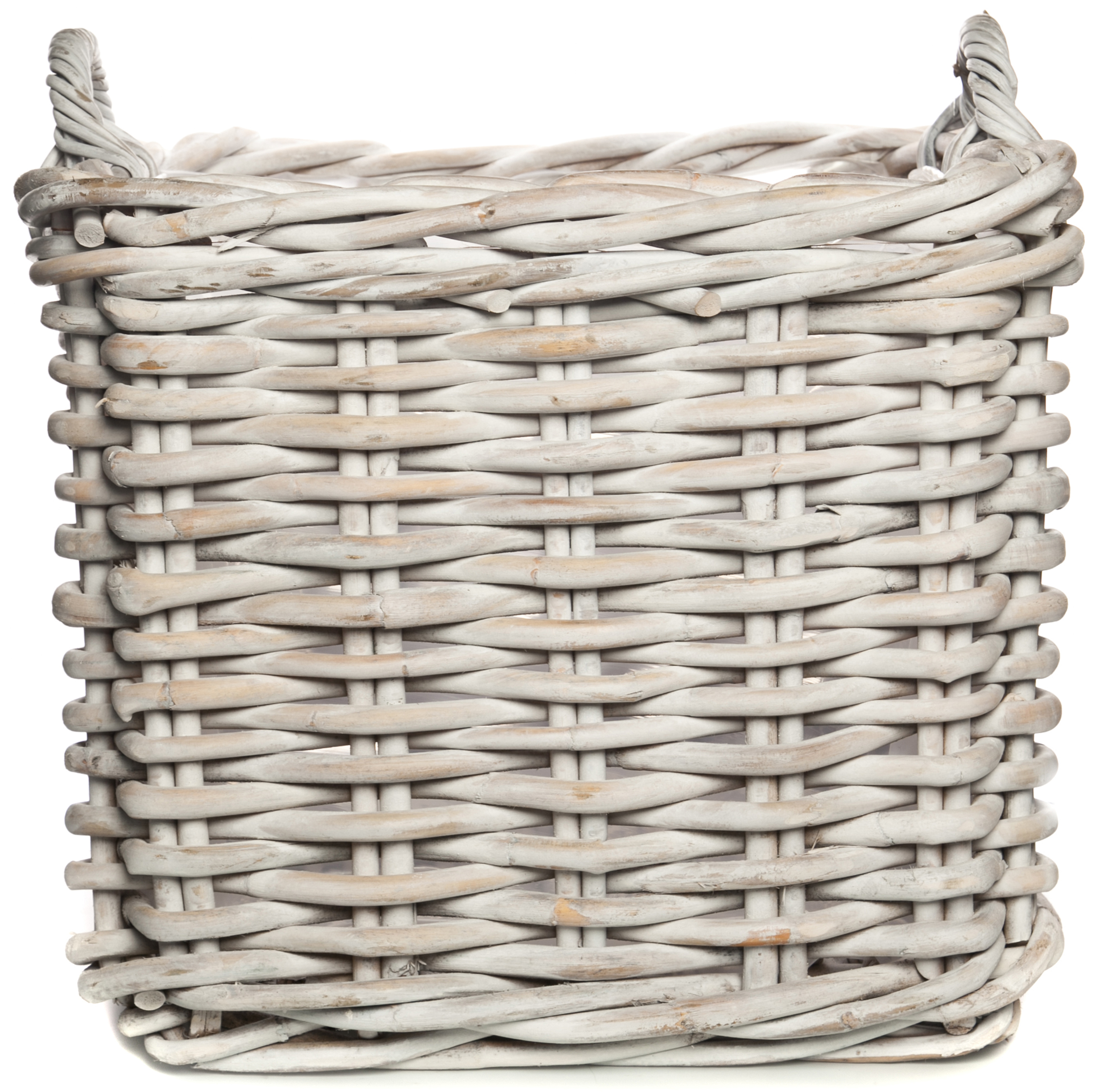 Kosz rattanowy Narbonne 65x55 cm biały przecierany – obraz-1