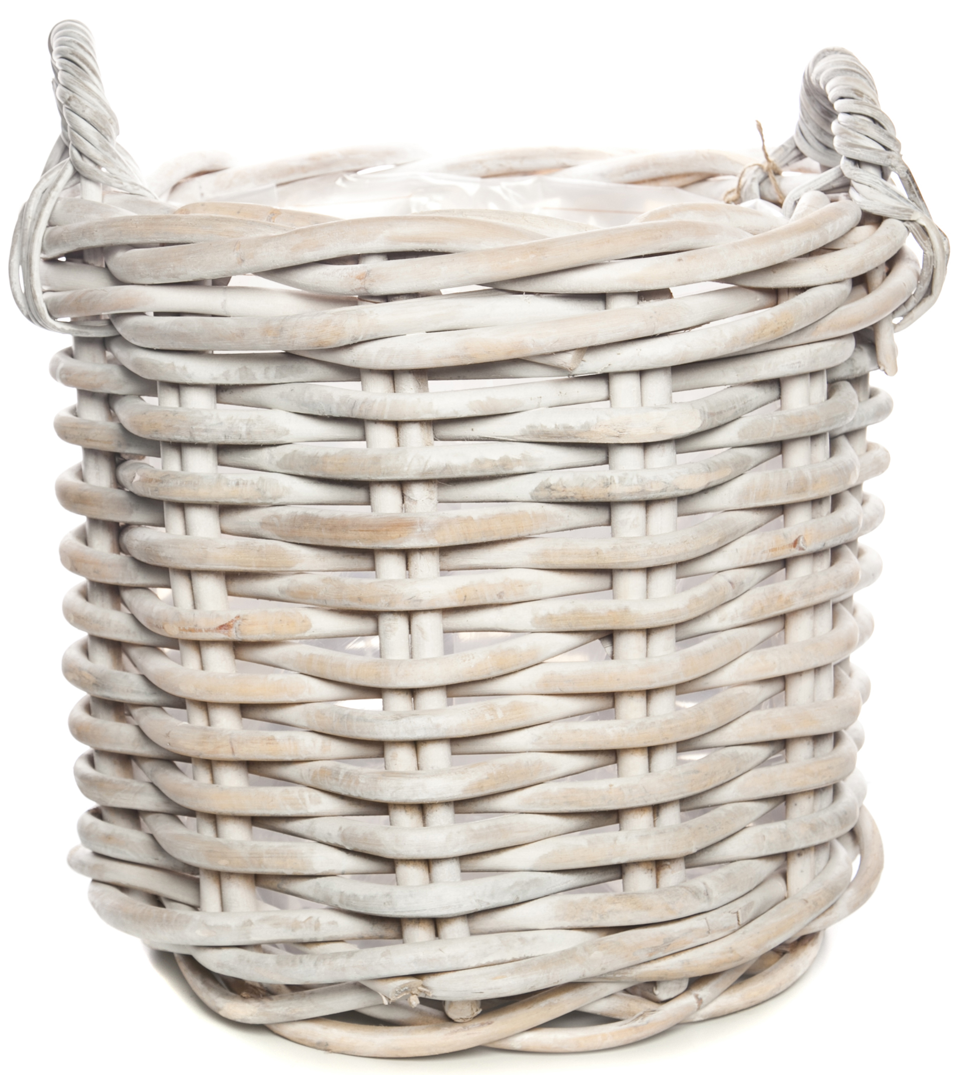 Kosz rattanowy Rennes Ø50x45 cm biały przecierany – obraz-1