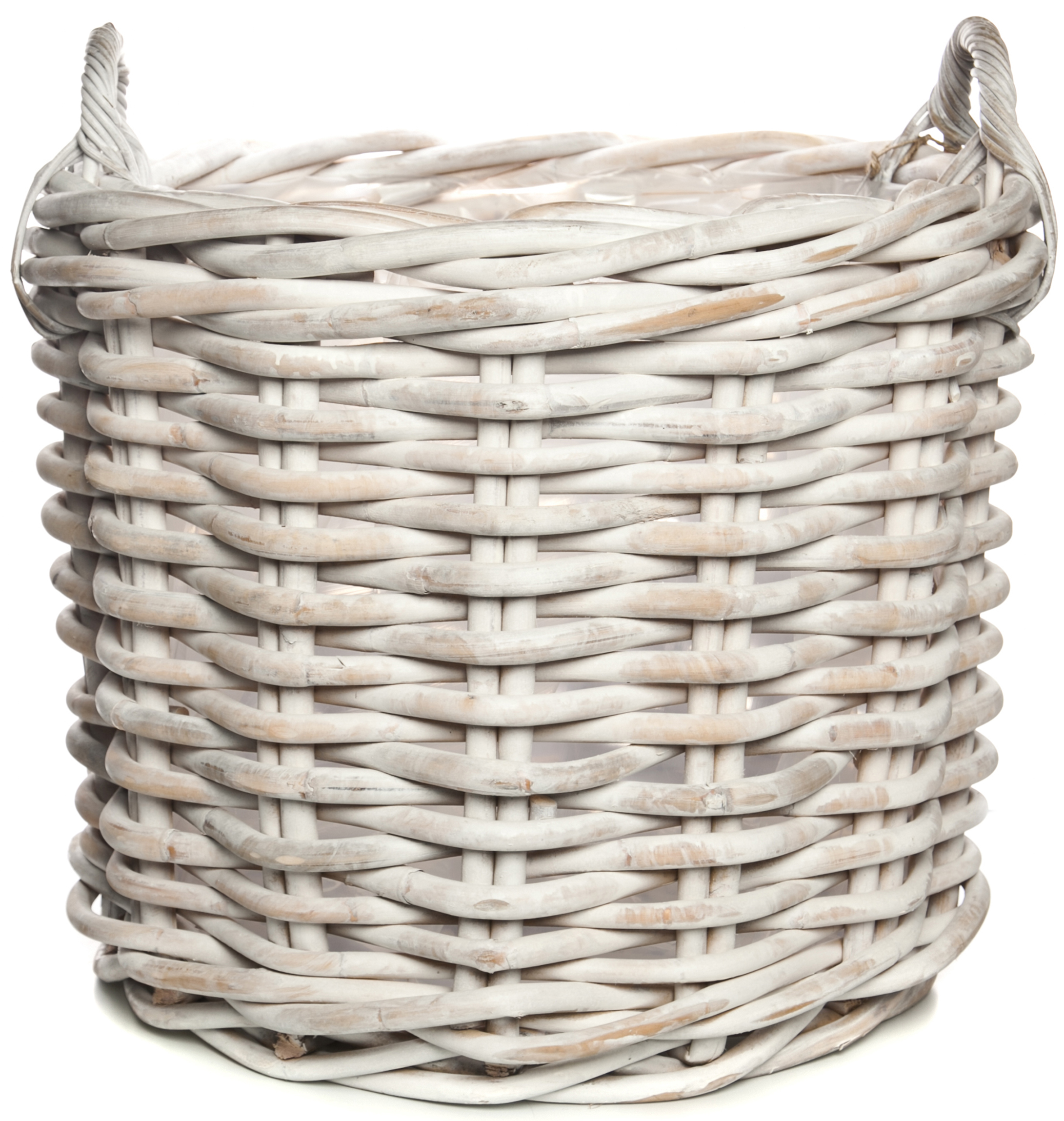 Kosz rattanowy Rennes Ø65x55 cm biały przecierany – obraz-1