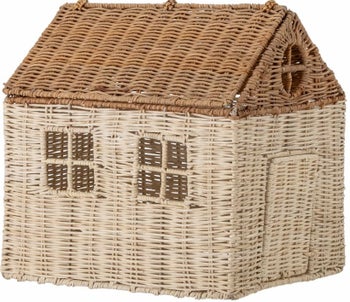 Kosz z pokrywką Domek rattan 30cm – obraz-1
