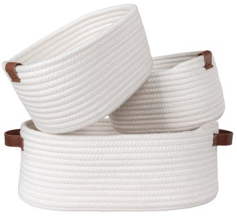 Kosze dekoracyjne bawełniane białe 3-set – grafika-1.