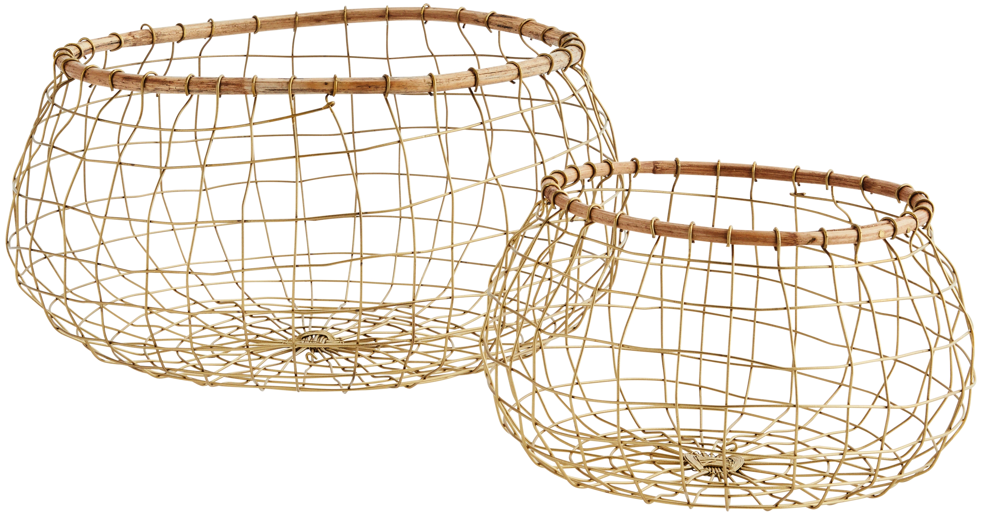 Kosze dekoracyjne Goldi Ø35x20 cm złote (2-set)  – obraz-1