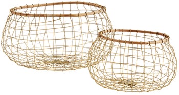 Kosze dekoracyjne Goldi Ø35x20 cm złote (2-set) – obraz-1