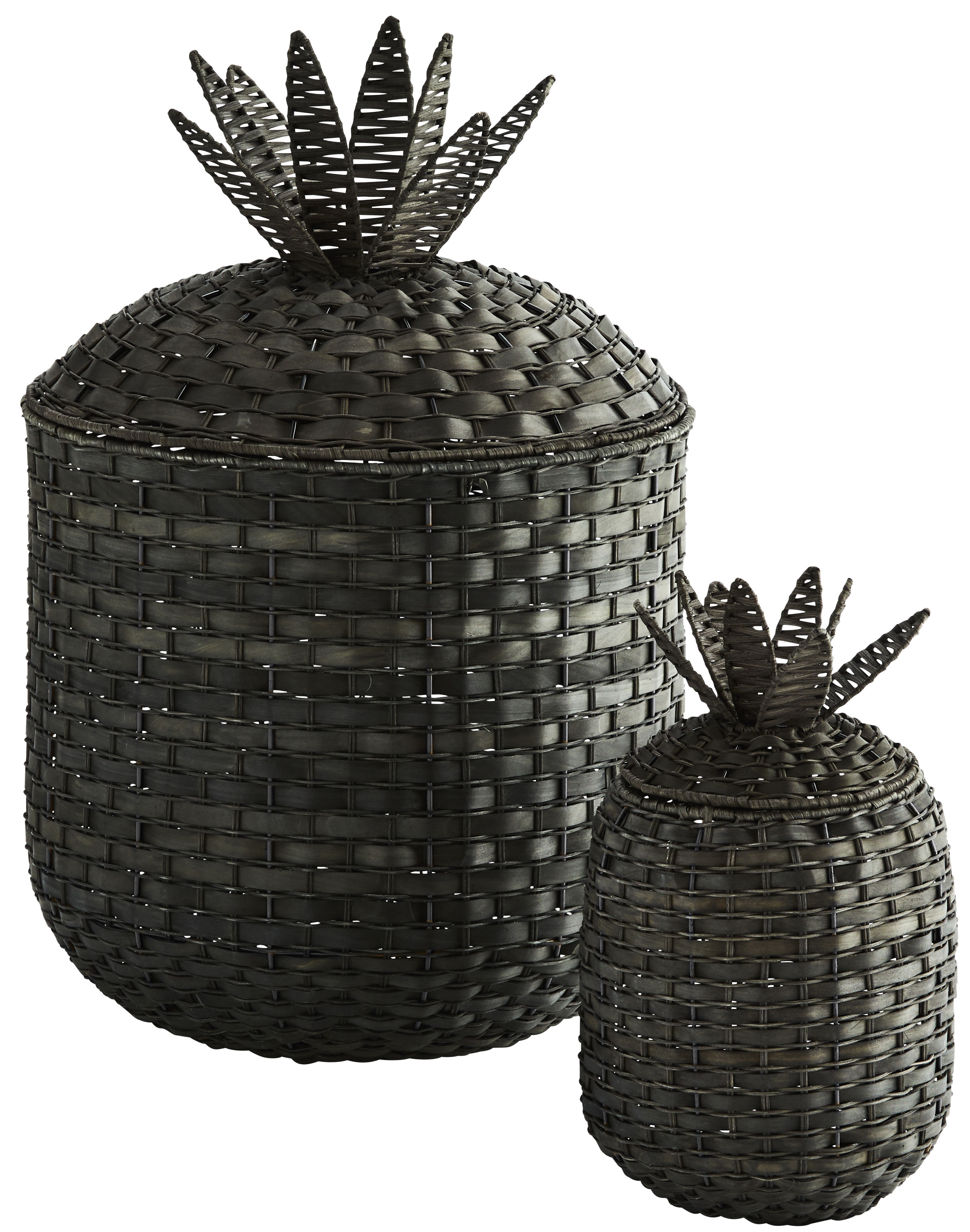 Kosze dekoracyjne z pokrywką czarne – obraz-1