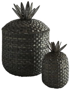Kosze dekoracyjne z pokrywką czarne – obraz-1