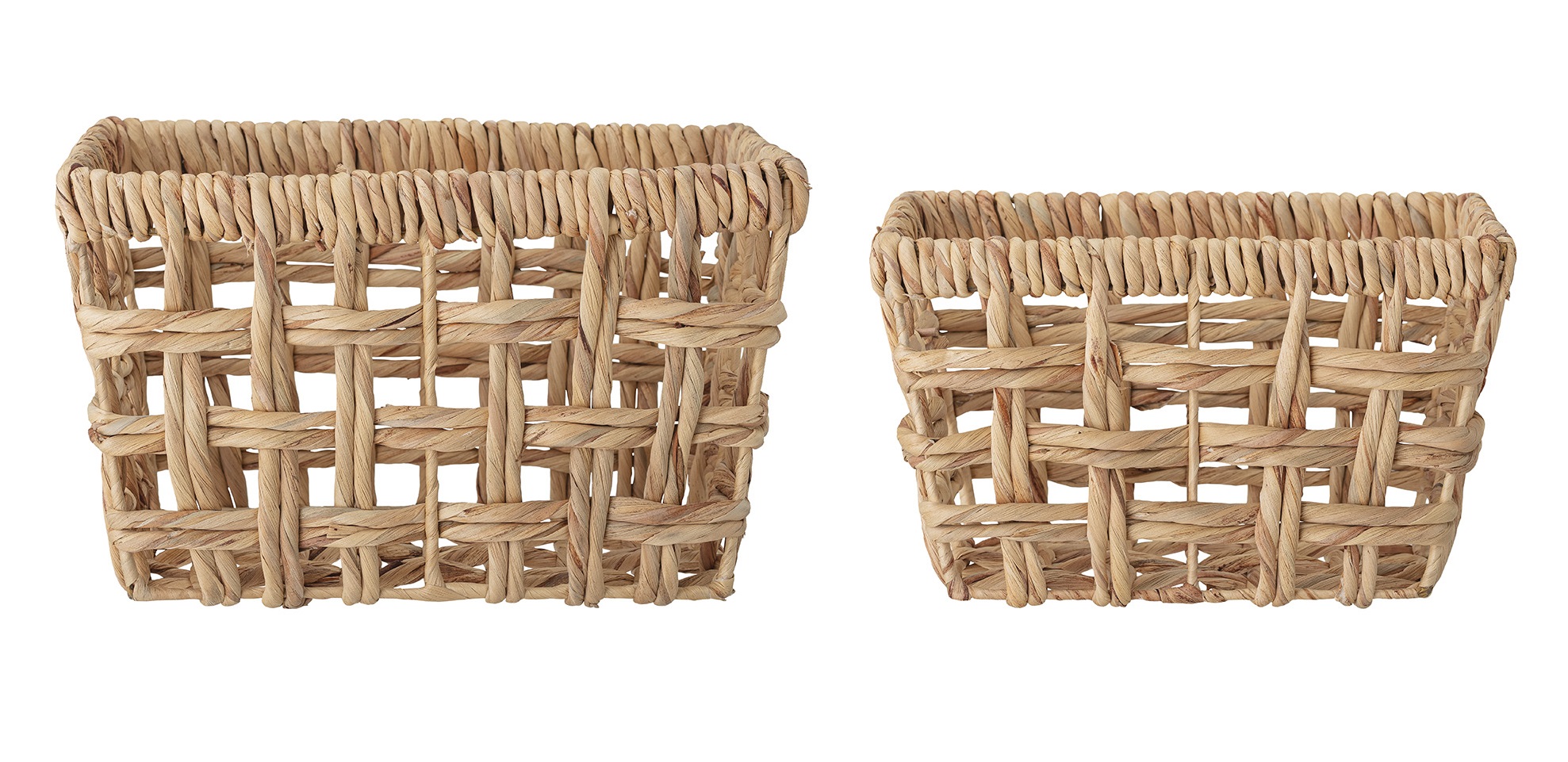 Kosze plecione z hiacyntu wodnego prostokątne w różnych rozmiarach (2-set) – obraz-1