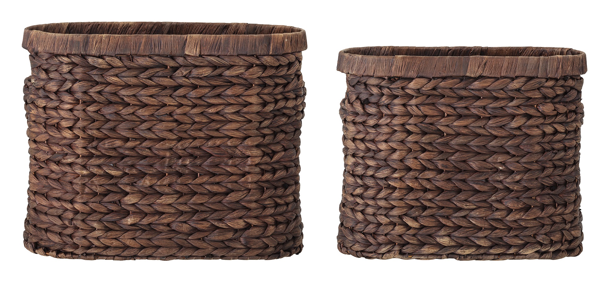 Kosze z brązowego hiacyntu wodnego z wbudowanymi uchwytami (2-set)  – obraz-1