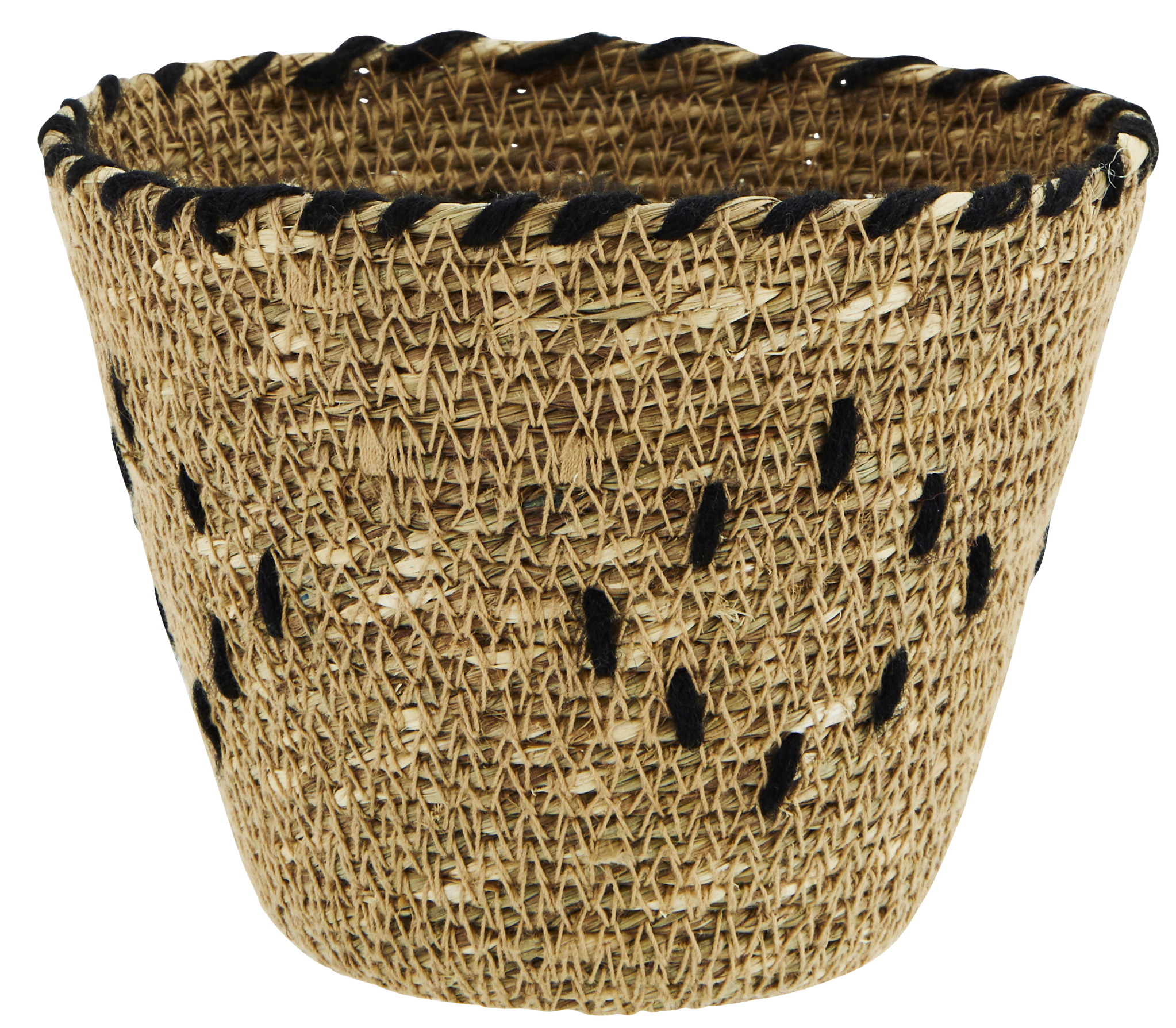 Koszyk dekoracyjny Taika Ø13x10 cm naturalno-czarny – obraz-1