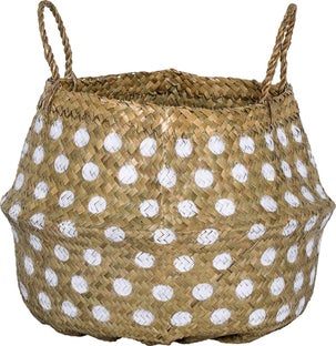 Koszyk dekoracyjny z uchwytami beżowy 39x32 cm – obraz-1