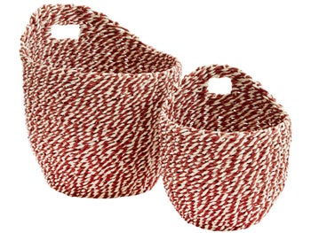 Koszyki dekoracyjne Wicker (2-set) biało-czerwone – obraz-1