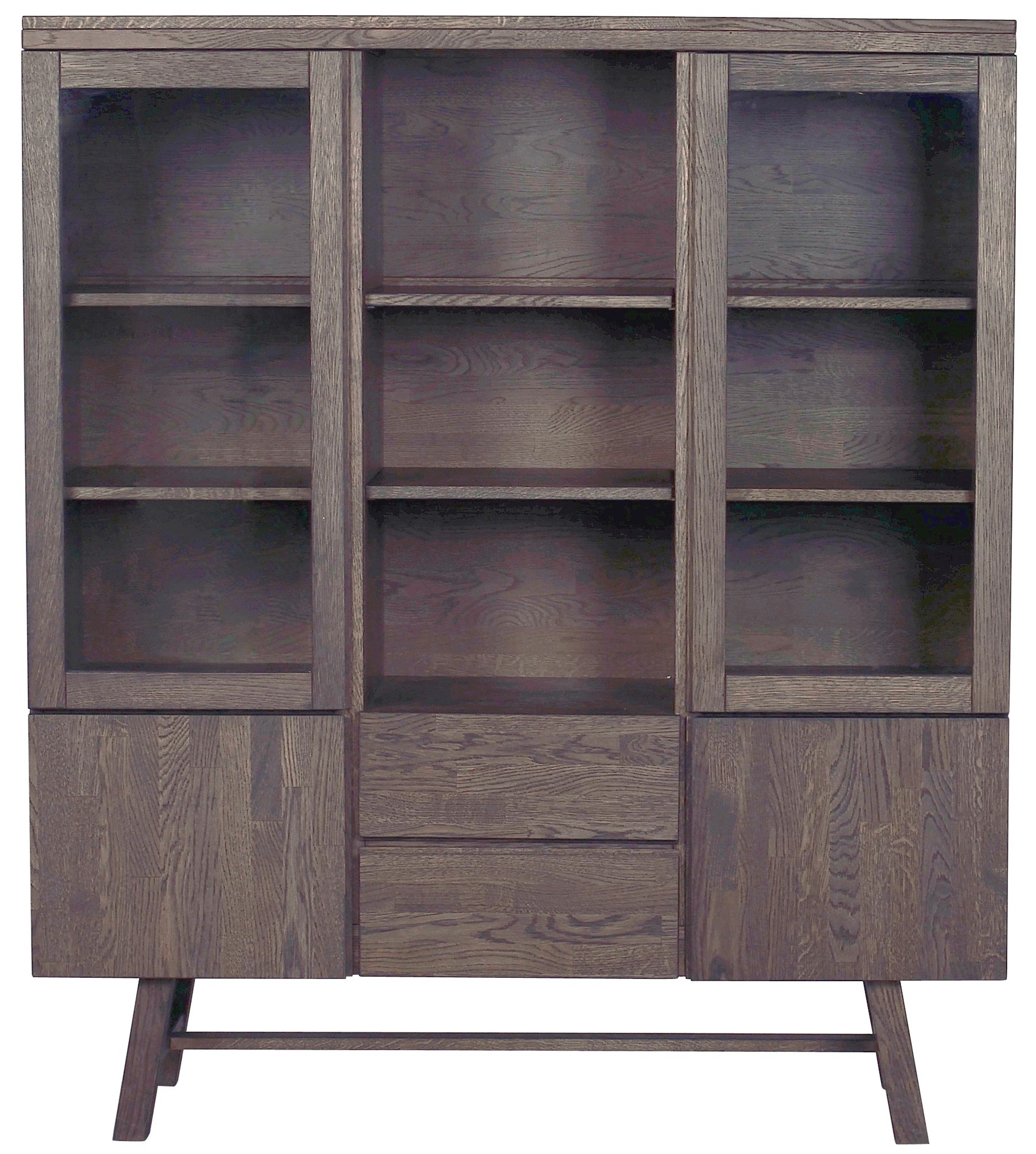 Kredens 4 drzwiowy z szufladami z drewna dębowego orzechowy brąz 130x150 cm – obraz-1