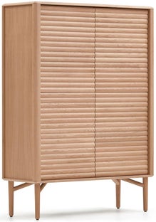 Kredens 4-drzwiowy lite drewno i fornir dębowy naturalny 105x144 cm – obraz-1