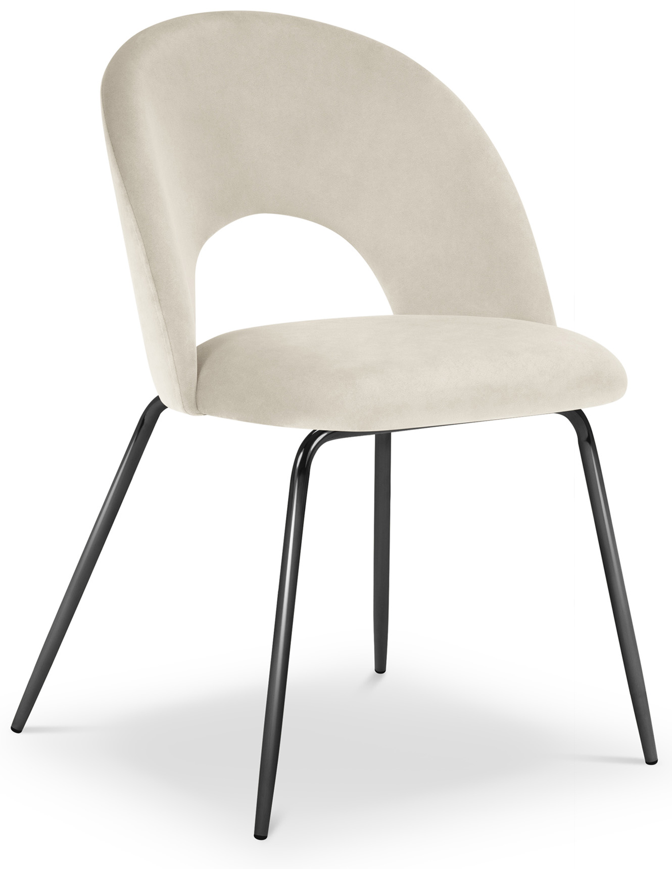 Zestaw dwóch krzeseł aksamitnych beżowe nogi czarne 52x80 cm MIC_CHSET2_2_F1_EMMA1 » Micadoni