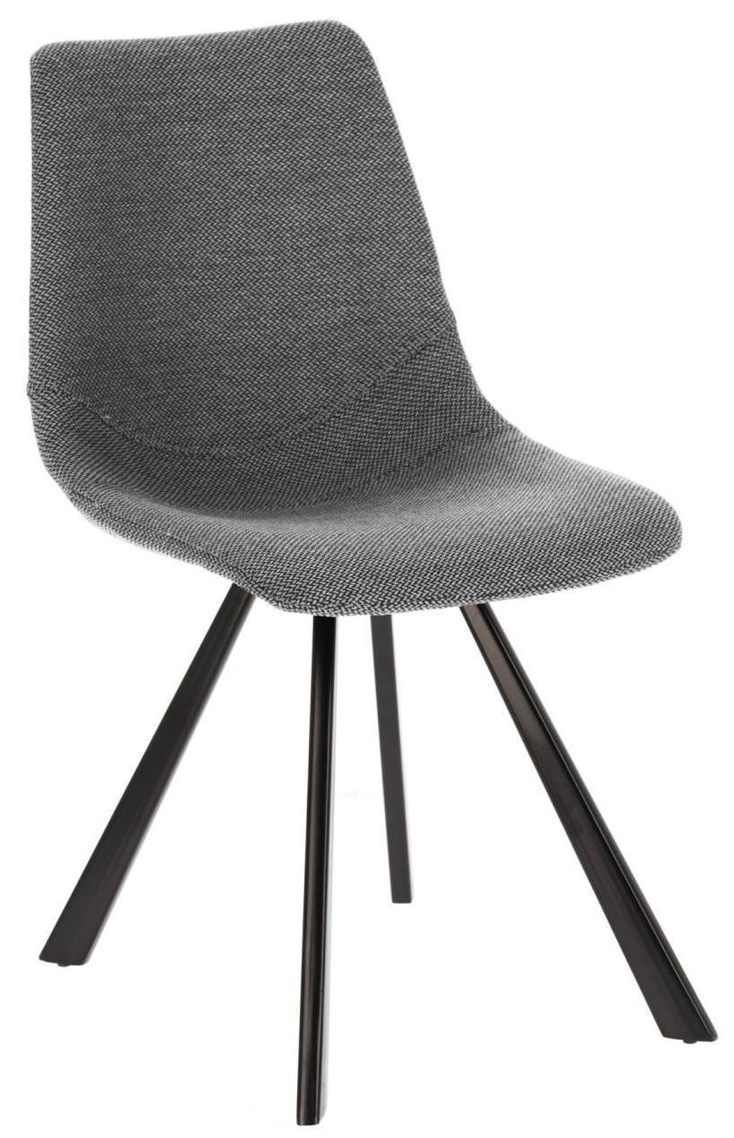 Krzesło do jadalni tapicerowane szare nogi czarne metalowe – obraz-1